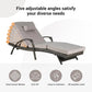 Rattan Chaise Lounge Chair with Adjustable Backrest and Cushions
