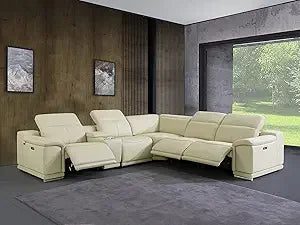 Modern Morocco Italian Leather Sectional Sofa with 3-Power Recliners