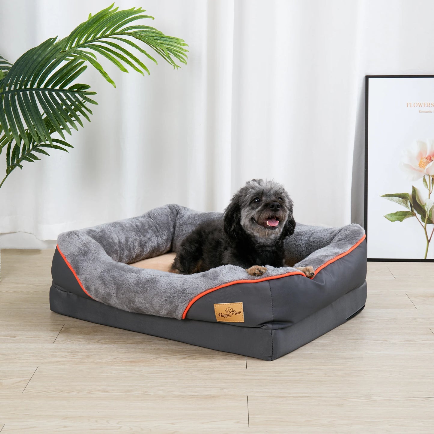 Super Soft Orthopedic Foam Bed with Cotton-padded Bolster and Removable Cover