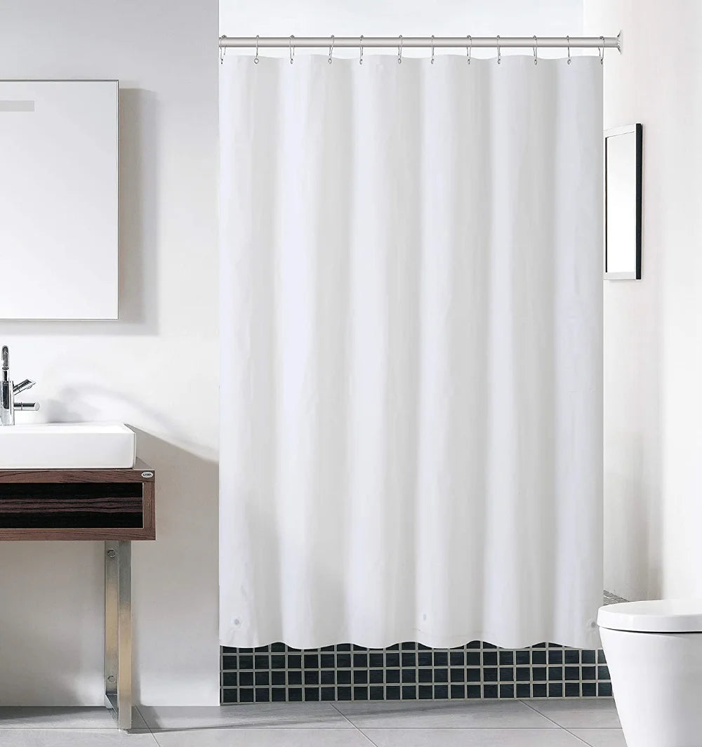 Heavy Duty Solid Shower Curtain with Hooks