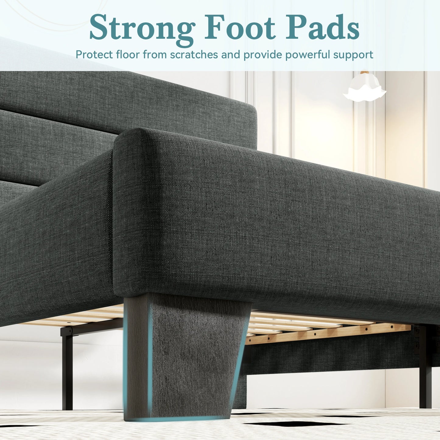 Contemporary Fabric Platform Bed