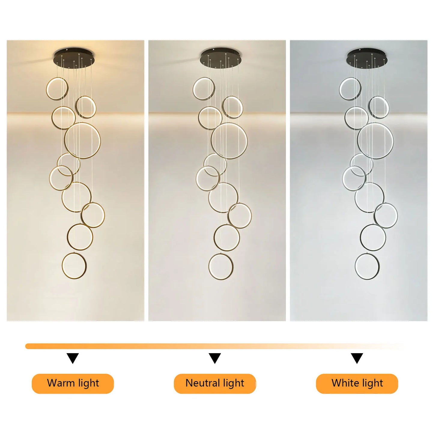 Modern 10 Rings LED Chandelier