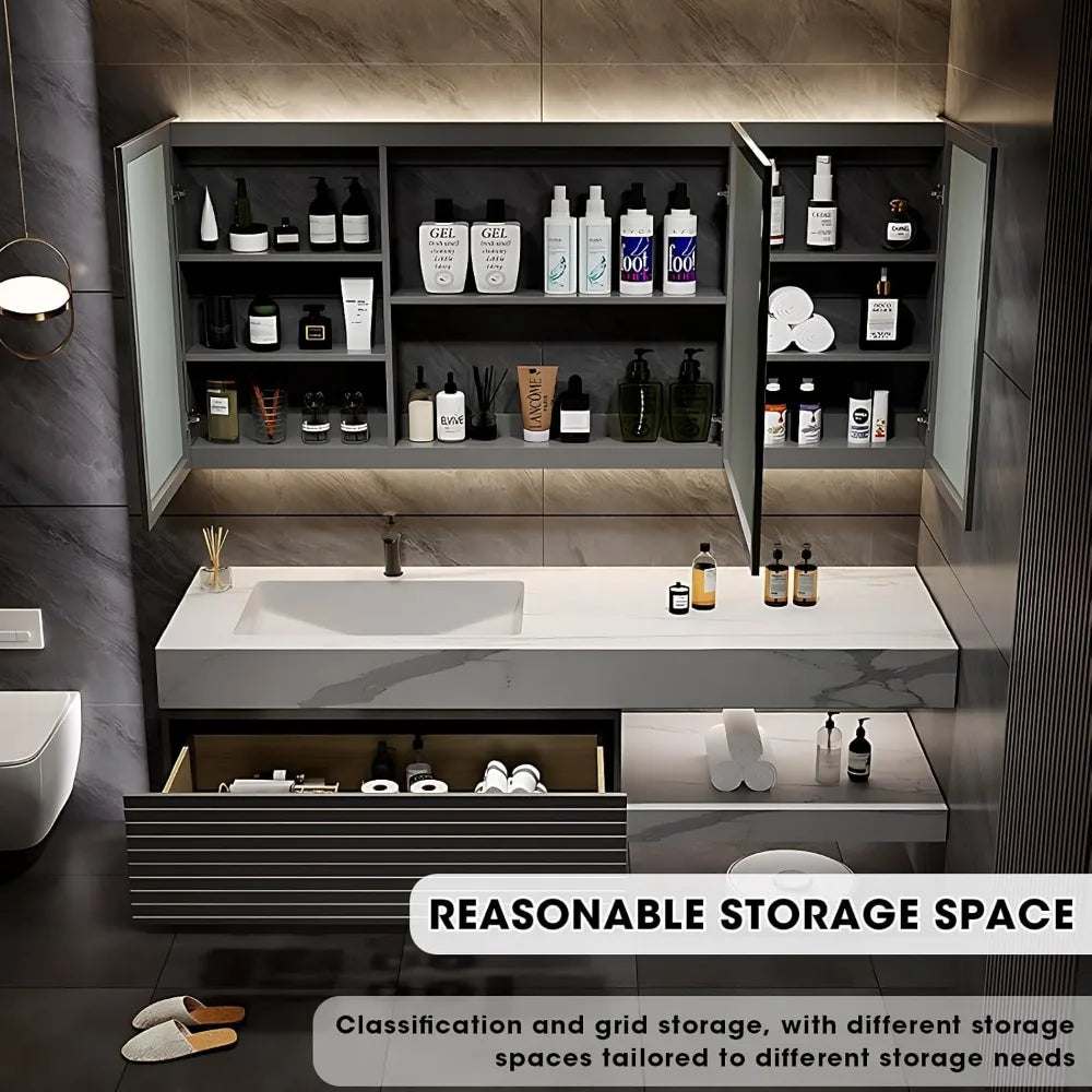 Modern Chic Vanity with Sink and LED/ Smart Technology Mirror Full Set