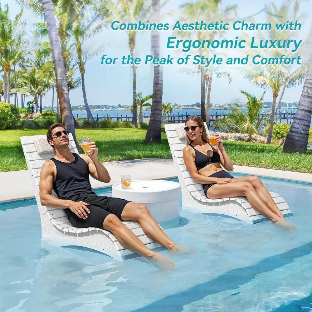 Ergonomic In-Pool Chair Lounger with Pillow Headrest