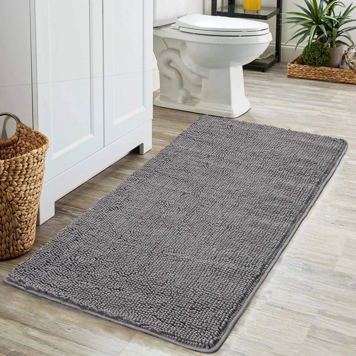 Non-Slip Super Absorbent Smooth Chenille Bath Mat