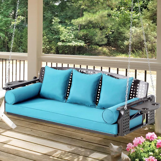 Porch Swing with Cup Holders and Cushions