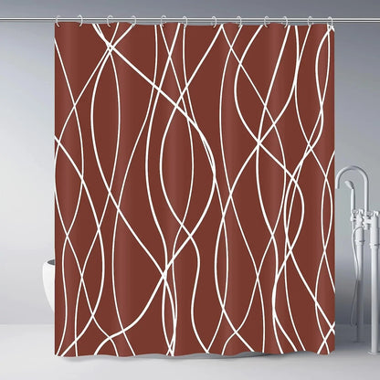 Modern Gradient Stripe Shower Curtain with Hooks