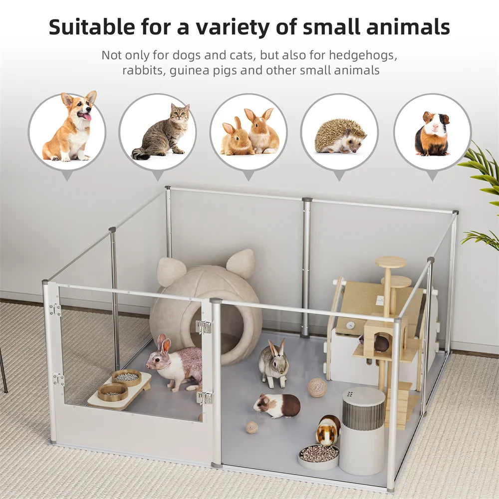 Transparent Acrylic Dog Playpen with Waterproof Pad