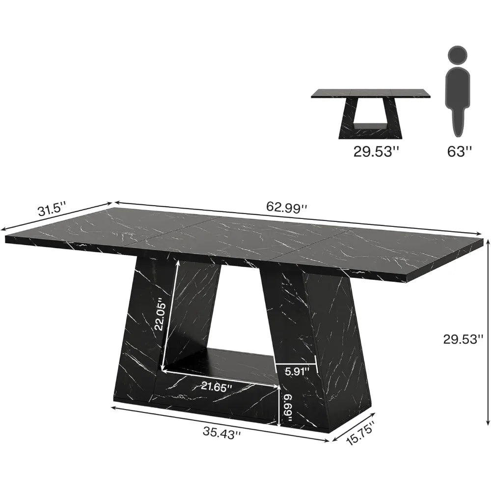 Modern Wooden Faux Marble Executive Desk