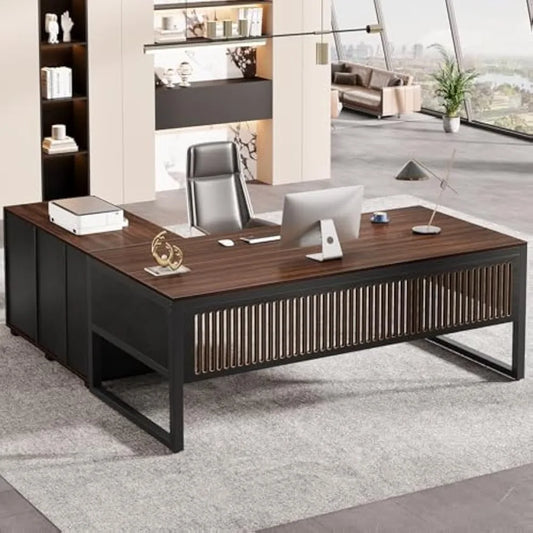 Modern Contemporary L-Shaped Executive Desk