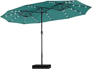 Rectangular Cantilever Patio Umbrella with LED Solar Lights