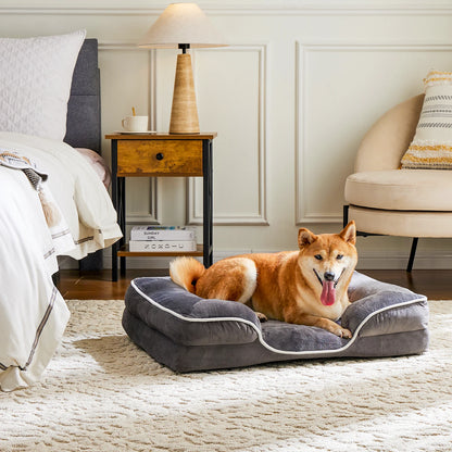 Orthopedic Dog Bed with Washable Removable Cover, Non-Slip Base and Waterproof Liner