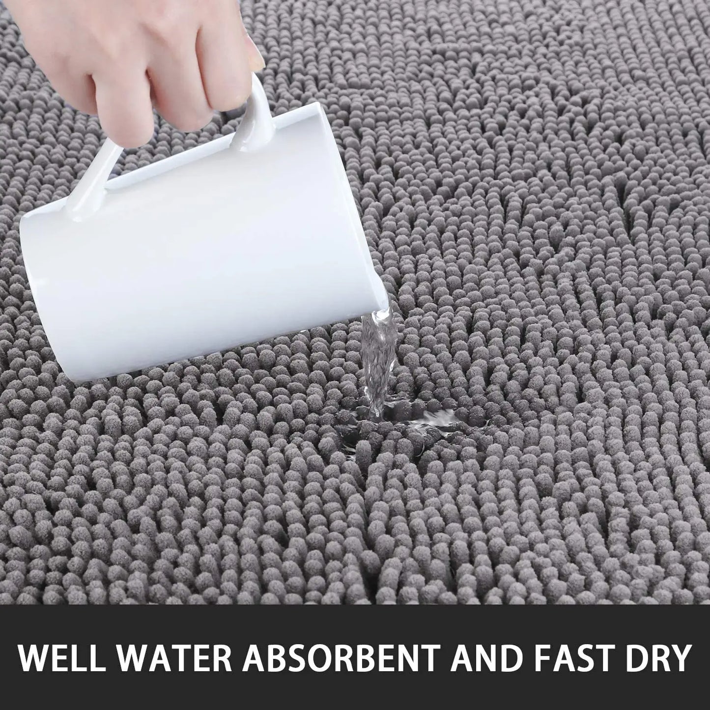 Non-Slip Super Absorbent Smooth Chenille Bath Mat