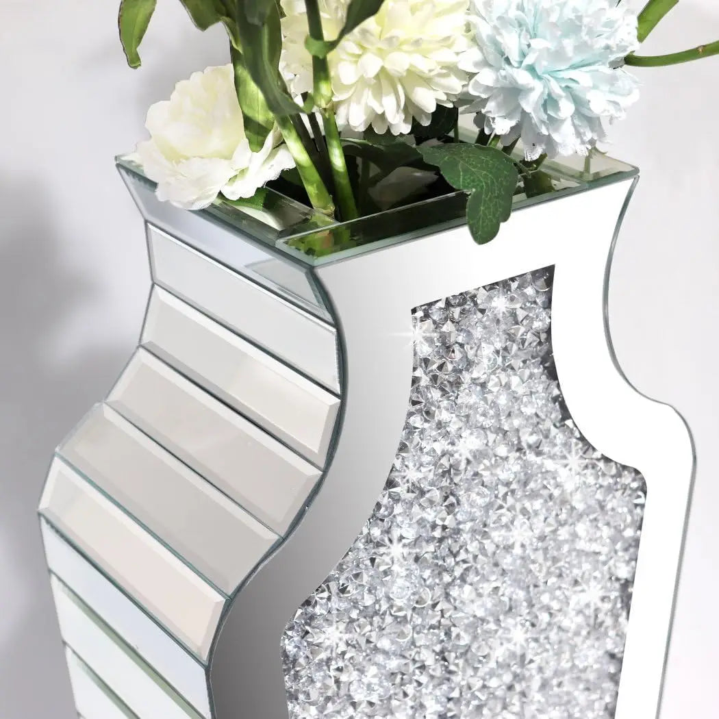 27" Luxurious Crushed Diamond Mirror Floor Vase