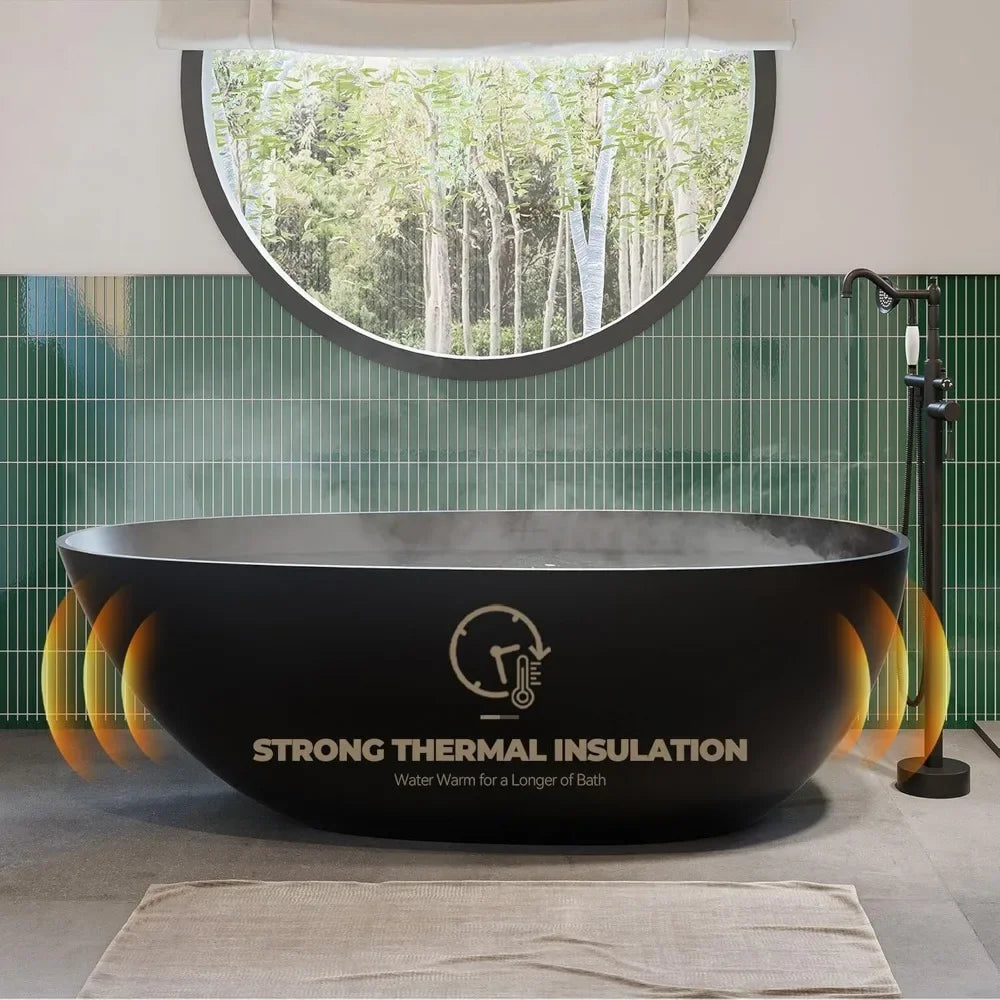Modern Polished Stone Resin Bathtub