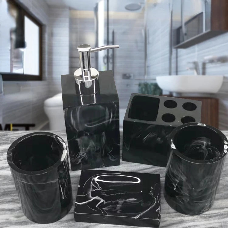 Resin Marble Ink Pattern Bathroom Accessory Set