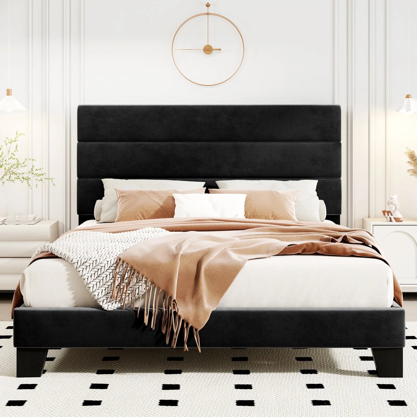 Contemporary Fabric Platform Bed