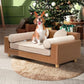 Luxury Faux Leather Dog Sofa Bed with Washable Cover Cushion and Pillow