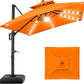Tier Square Cantilever Patio Umbrella with Solar LED Lights