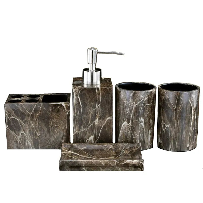 Resin Marble Ink Pattern Bathroom Accessory Set