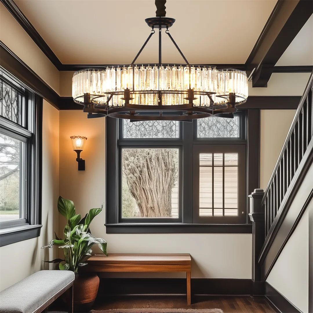 Vintage  Round Crystal Chandelier