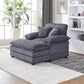 Modern Corduroy Lounge Sleeper with Pillow