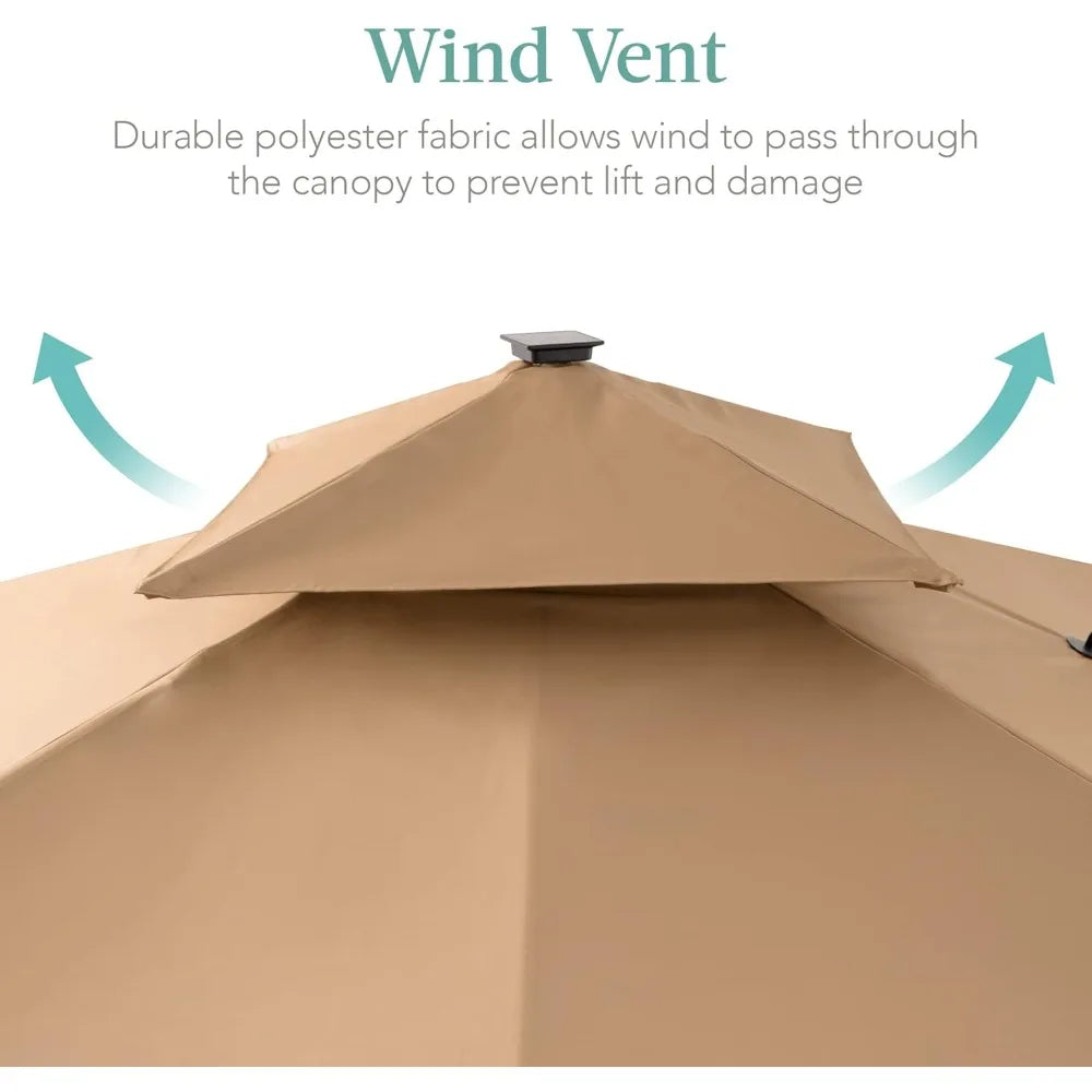 Tier Square Cantilever Patio Umbrella with Solar LED Lights