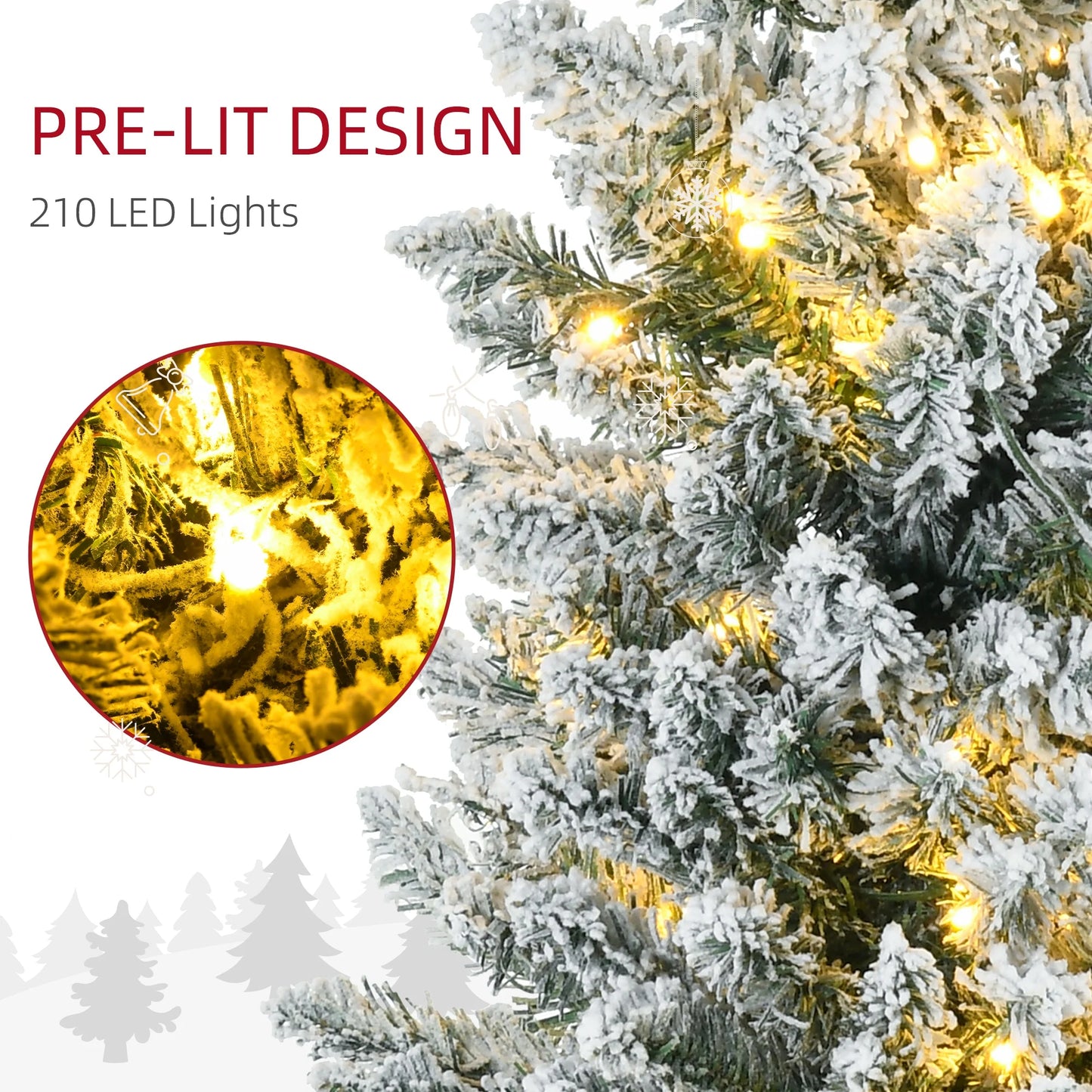 Slim Pencil Artificial Christmas Tree with LED Light
