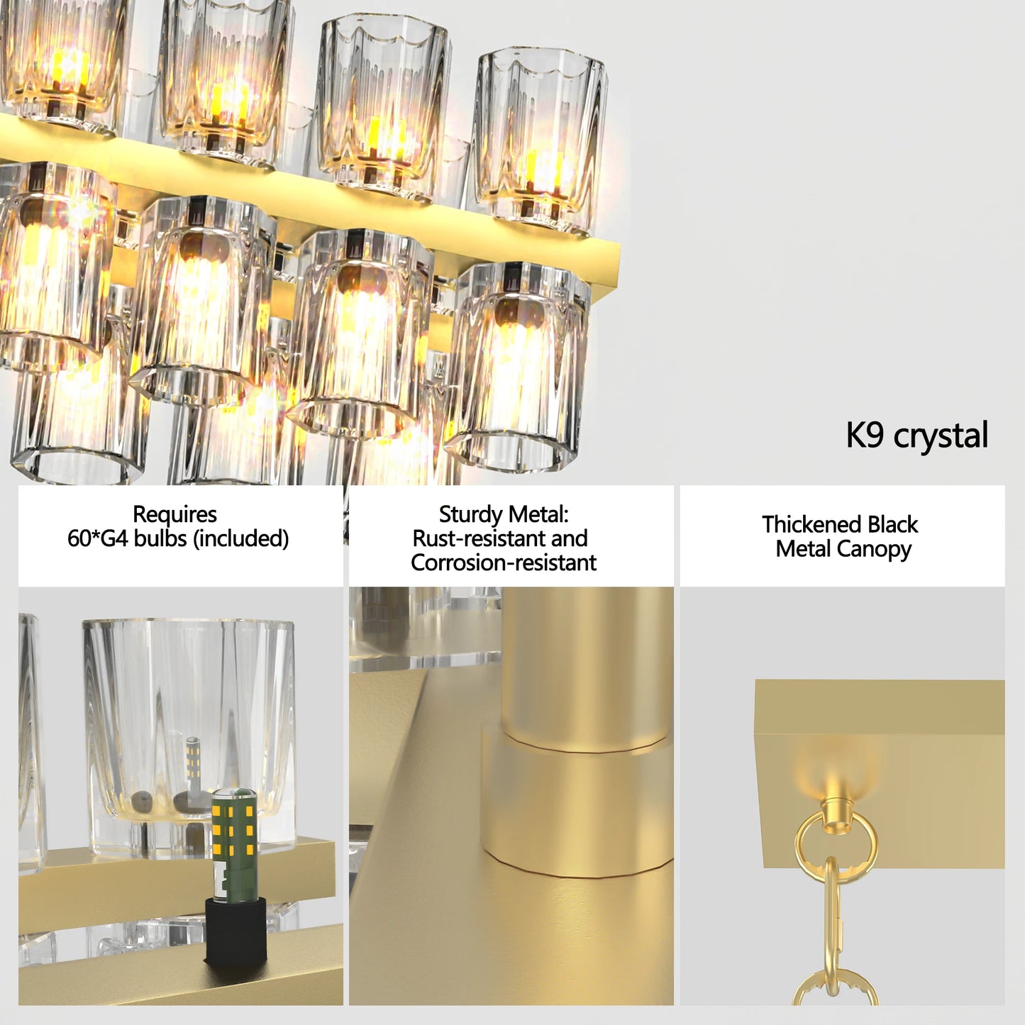 Modern Gold Crystal Chandelier
