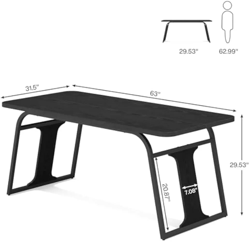 Modern Simple Executive Desk with Sturdy Metal Base