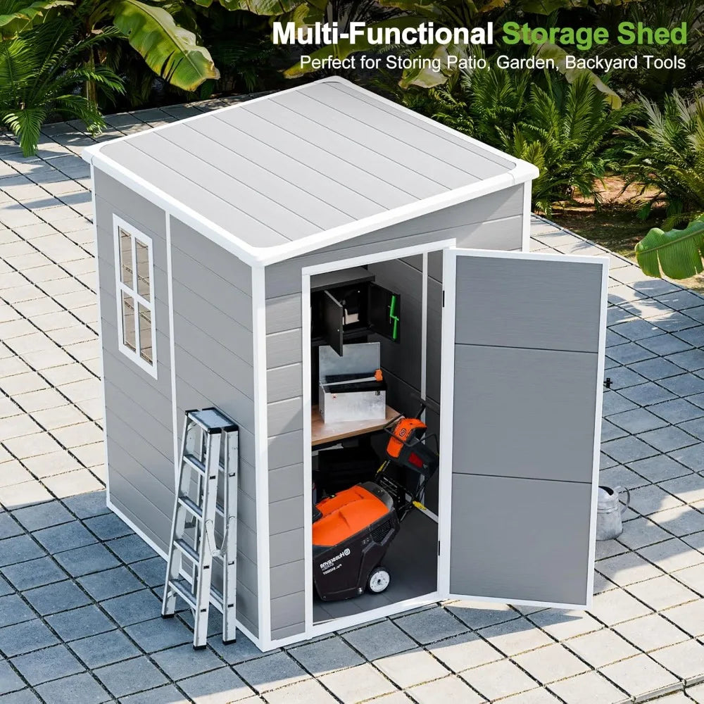 Resin Storage Shed with Vent, Window, Floor, and Lockable Doors