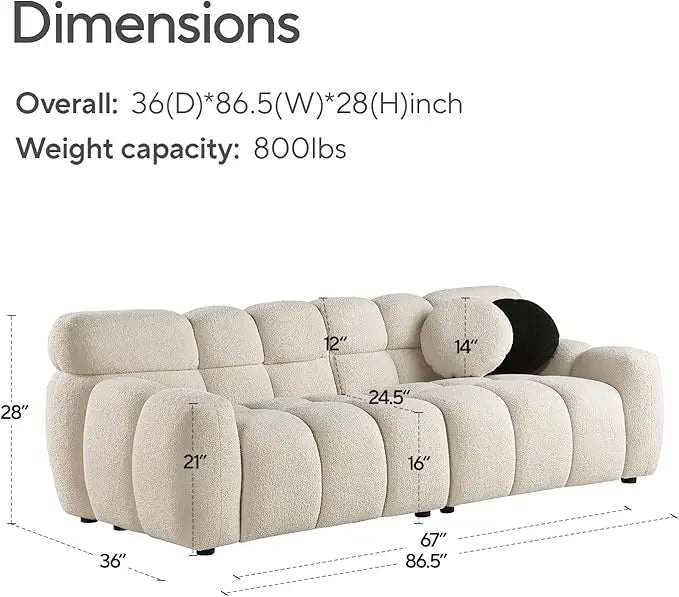 Boucle Couch with Pillow