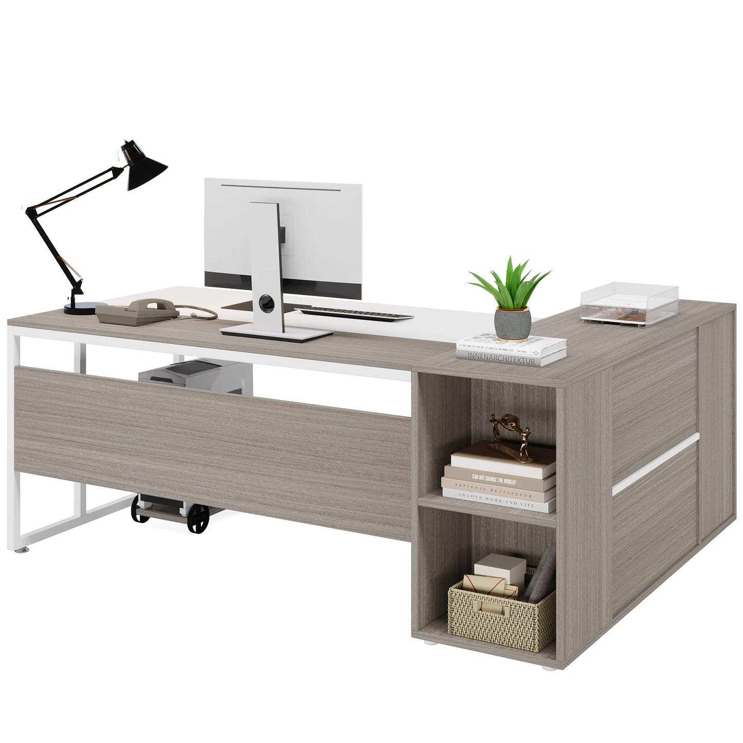 Modern Constructed  L-Shaped Executive Desk