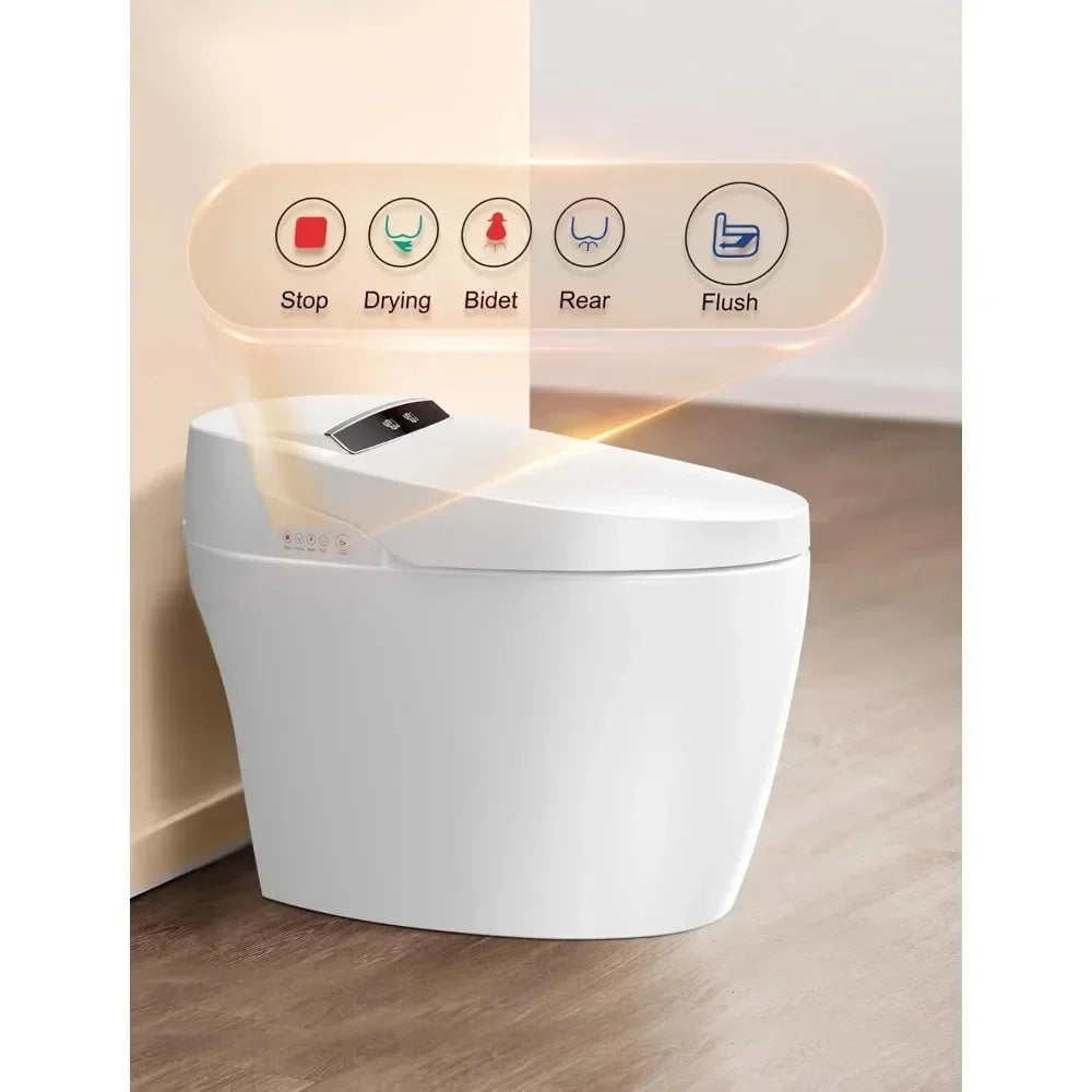 LOUPUSUO Smart Tankless Toilet with Bidet and Auto Built-In