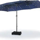 Rectangular Cantilever Patio Umbrella with LED Solar Lights