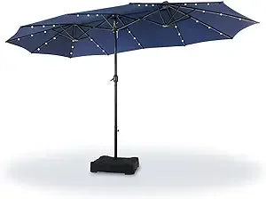 Rectangular Cantilever Patio Umbrella with LED Solar Lights