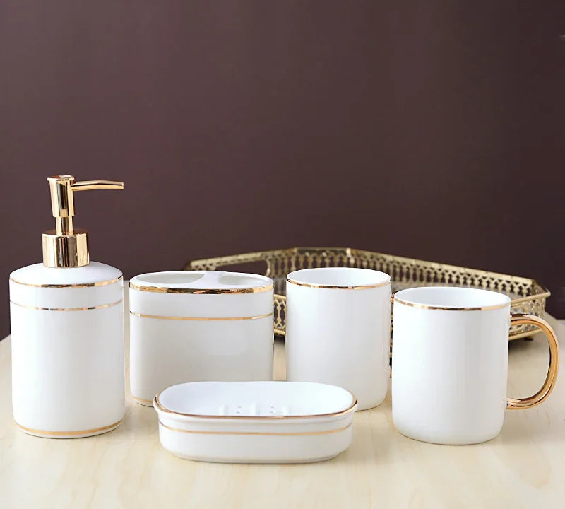 Simple Elegant Ceramic Bathroom Accessory Set