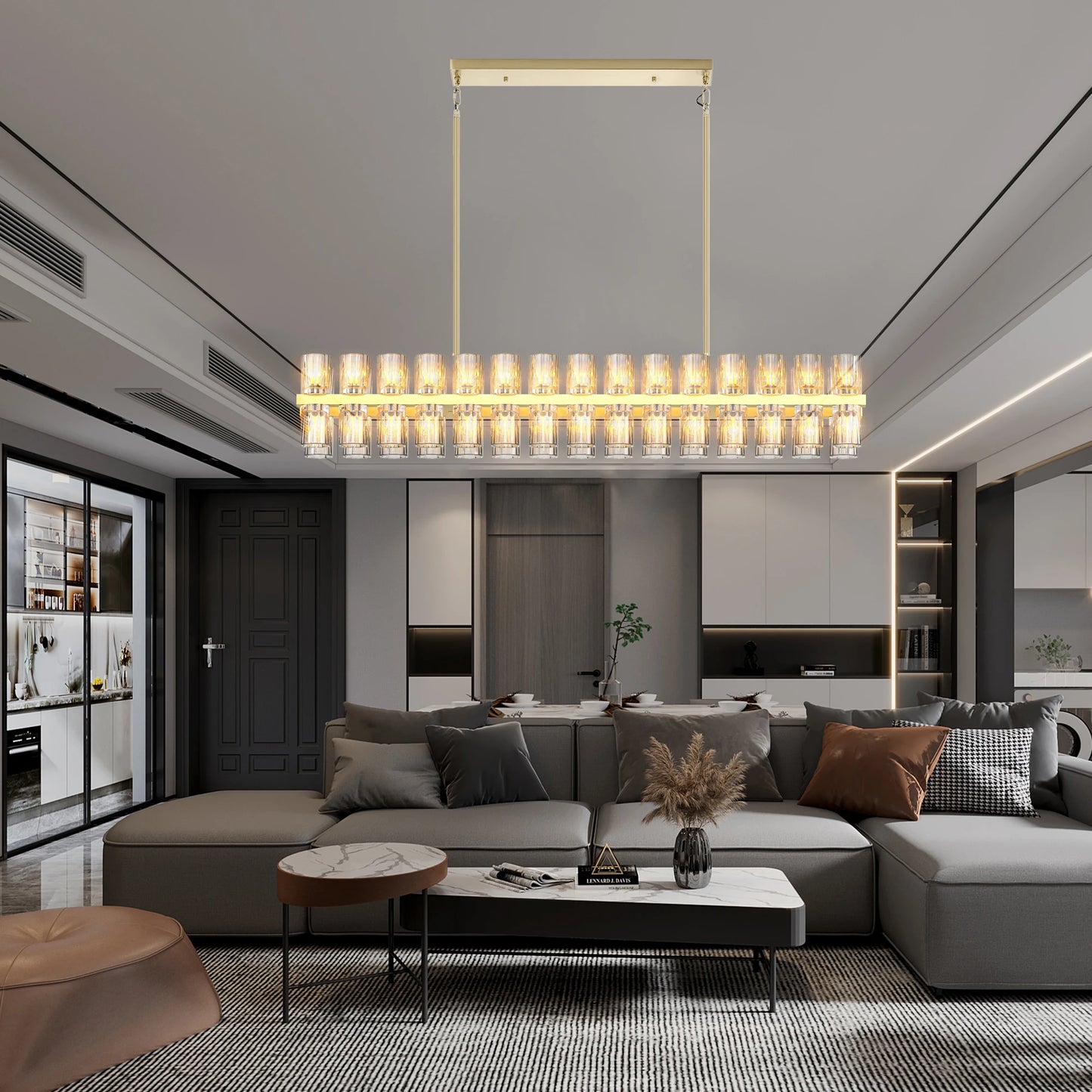 Modern Gold Crystal Chandelier