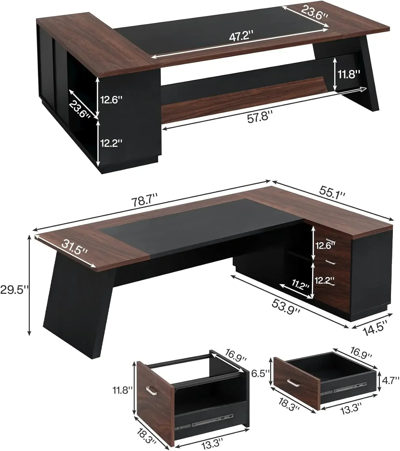 Professional L-Shaped Executive Desk