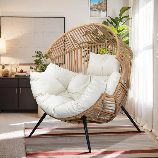 Wicker Egg Chair with Cushions