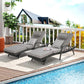 Rattan Chaise Lounge Chair with Adjustable Backrest and Cushions