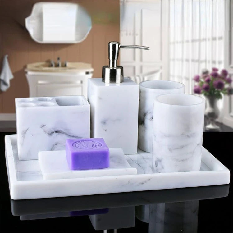 Resin Marble Ink Pattern Bathroom Accessory Set