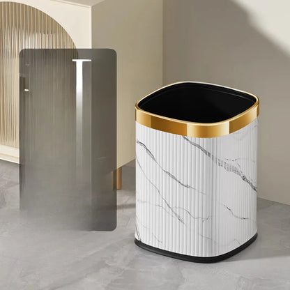 Leather Marble Grain Square Waste Bin