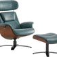 Reclining Leather Swivel Chair with Ottoman
