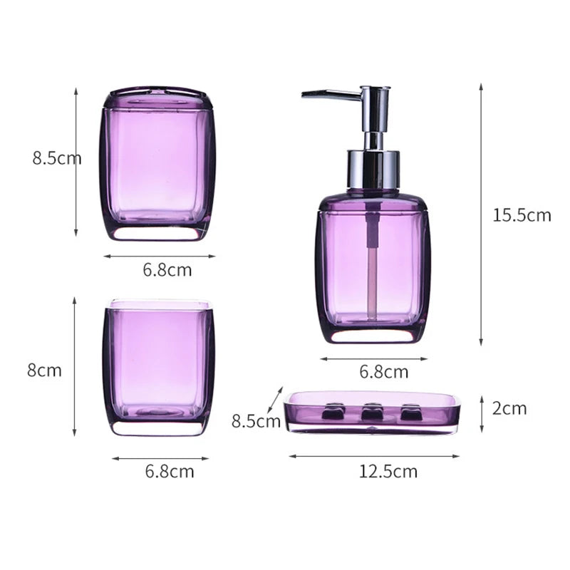 Purple Acrylic Glass Bathroom Accessory Set