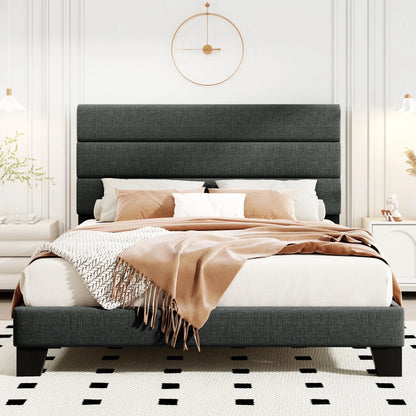 Contemporary Fabric Platform Bed