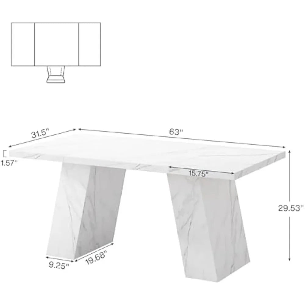 Modern Wooden Faux Marble Executive Desk