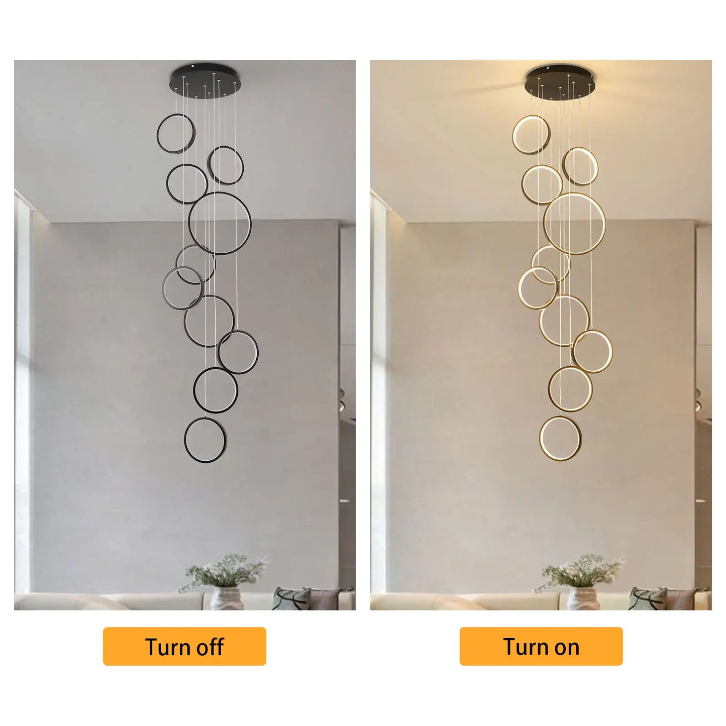 Modern 10 Rings LED Chandelier