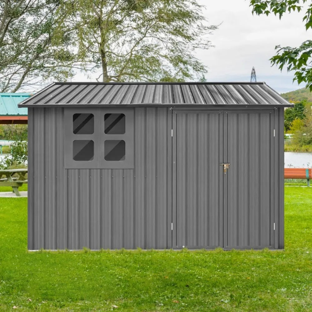 Metal Garden Sheds with Window and  Lockable Doors