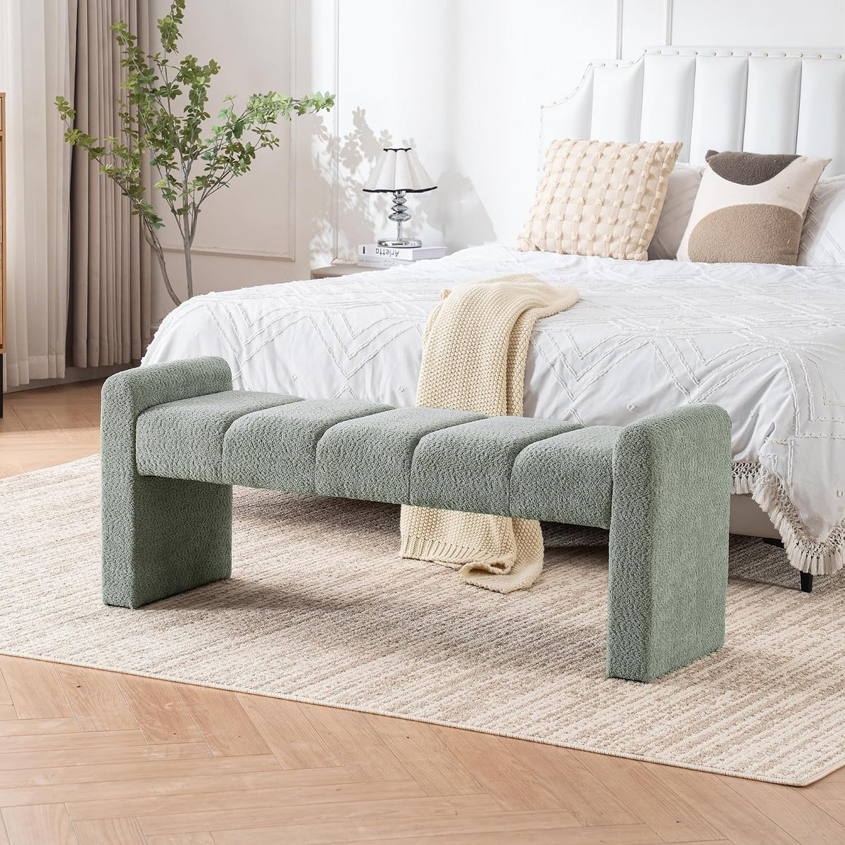 Modern Channel Tufted Upholstered Bench